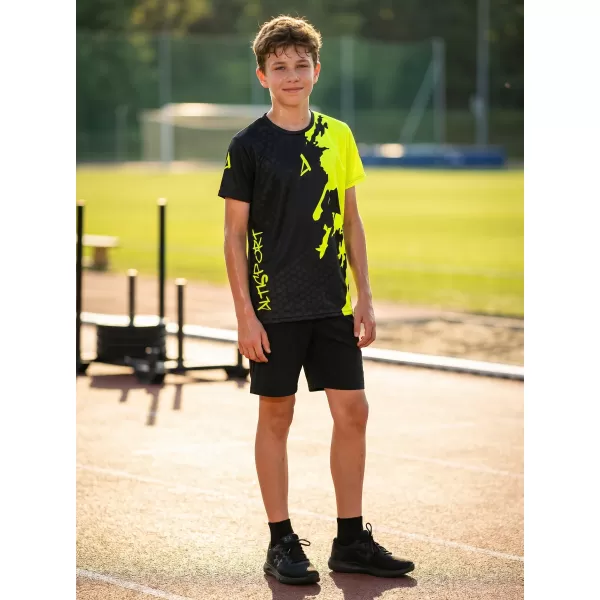  Detské prémiové funkčné tričko ALTISPORT VOJ/ALM112TR01 ČIERNO-FLUO ŽLTÁ 
