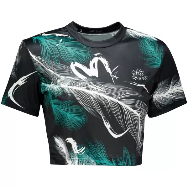  Dámsky prémiový crop top ALTISPORT VOJ/ALW001TR07 ČERNÁ/TYRKYSOVÁ ČIERNA/TYRKYSOVÁ 