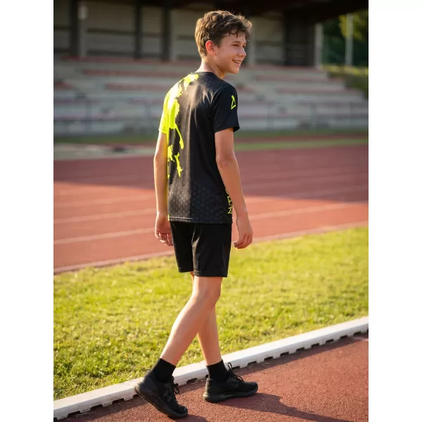  Detské prémiové funkčné tričko ALTISPORT VOJ/ALM112TR01 ČIERNO-FLUO ŽLTÁ 