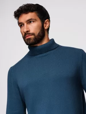Pánsky sveter OMBRE OM-SWTN-0163 TMAVO MODRÁ