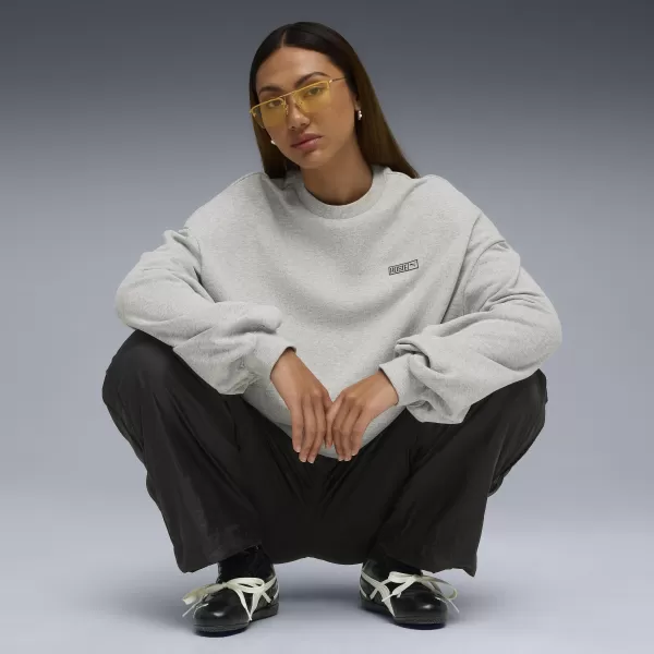  Dámska mikina PUMA X ROSÉ OVERSIZED CREW 63380310 PLOCHÝ SVETLO ŠEDÝ VRES 