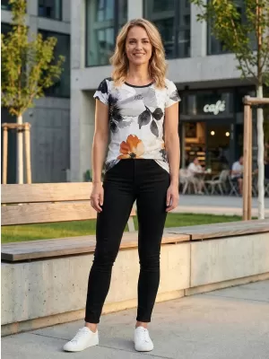 Dámska voľnočasová košeľa premium ALTISPORT VOJ/ALW117TR06 ČIERNA/ORANŽOVÁ