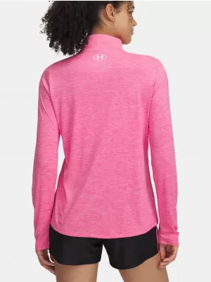 Dámske tričko UNDER ARMOUR TECH 1/2 ZIP- TWIST 1384225-672 RUŽOVÁ