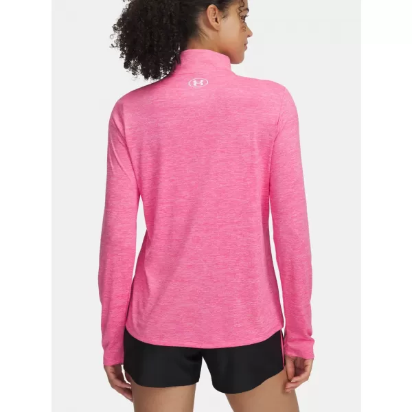  Dámske tričko UNDER ARMOUR TECH 1/2 ZIP- TWIST 1384225-672 RUŽOVÁ 