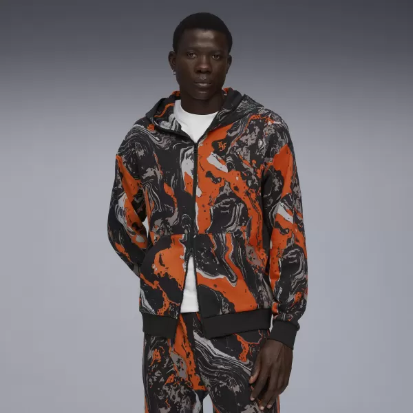  Pánska mikina PUMA LAFRANCE HEEM ERA FULL ZIP 63247101 ORANŽOVÁ GLO/AOP 