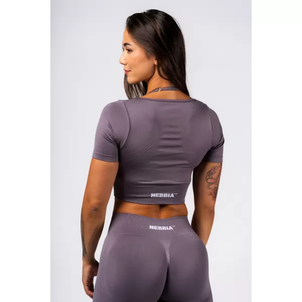  Tvarujúci bezšvový crop top FLOW SEAMLESS 499 DARK GREY Nebbia 