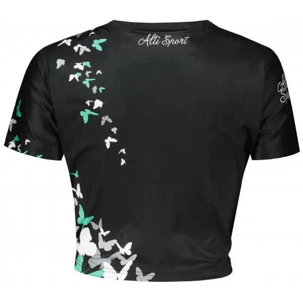  Dámsky funkčný prémiový crop top ALTISPORT VOJ/ALW022TR07 ČERNÁ/TYRKYSOVÁ ČIERNA/TYRKYSOVÁ 