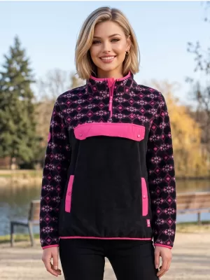 Dámska fleecová mikina ALTISPORT GEMMY ČIERNA/RUŽOVÁ