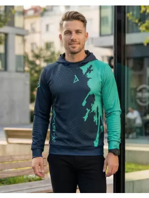 Pánska prémiová funkčná mikina ALTISPORT VOJ/ALM112MI01 ČIERNO-TYRKYSOVÁ