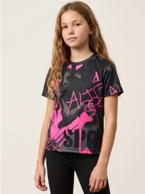 Detské prémiové funkčné tričko ALTISPORT VOJ/ALK076TR01 ČIERNA/FLUO RUŽOVÁ