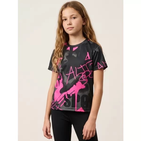  Detské prémiové funkčné tričko ALTISPORT VOJ/ALK076TR01 ČIERNA/FLUO RUŽOVÁ 