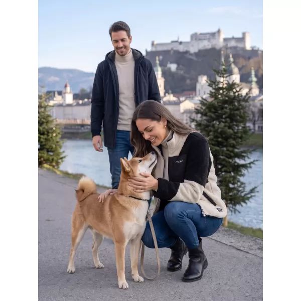  Dámska fleecová mikina ALTISPORT GERI ČIERNA/BÉŽOVÁ 