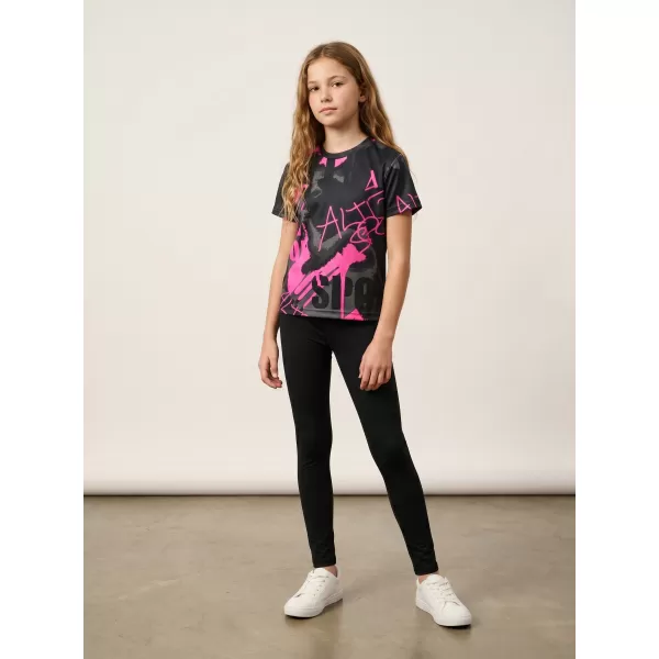  Detské prémiové funkčné tričko ALTISPORT VOJ/ALK076TR01 ČIERNA/FLUO RUŽOVÁ 