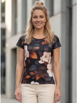 Dámska voľnočasová košeľa premium ALTISPORT VOJ/ALW097TR06 BIELA/ORANŽOVÁ/KVETY