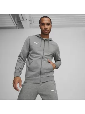 Sako PUMA TEAMGOAL CASUALS HOODED JACK 658595_33 STREDNE ŠEDÁ VRES/BIELA