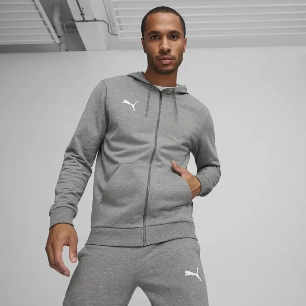  Sako PUMA TEAMGOAL CASUALS HOODED JACK 658595_33 STREDNE ŠEDÁ VRES/BIELA 