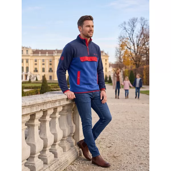  Pánska fleecová mikina ALTISPORT GARM MODRÁ/ČERVENÁ 