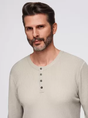 Pánsky sveter OMBRE OM-SWSW-0182 BÉŽOVÁ