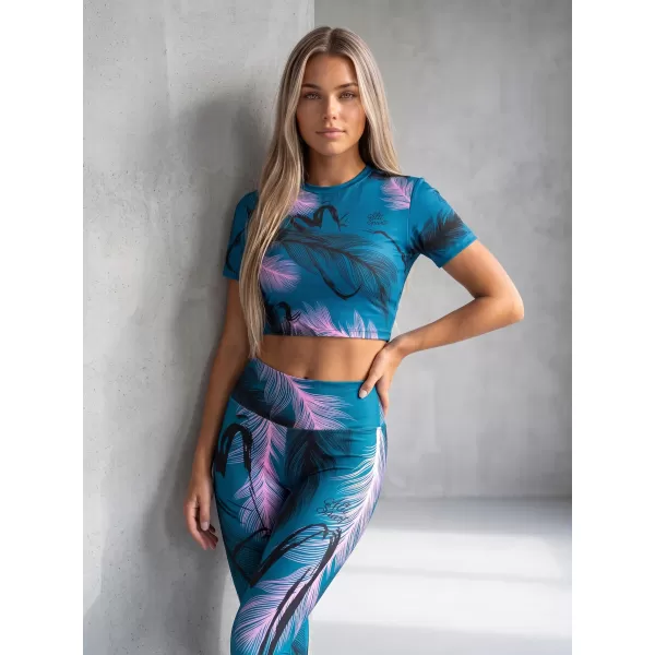  Dámsky prémiový crop top ALTISPORT VOJ/ALW001TR07 PETROLEJOVÁ/SVĚTLE RŮŽOVÁ BENZÍNOVÁ/SVETLORUŽOVÁ 