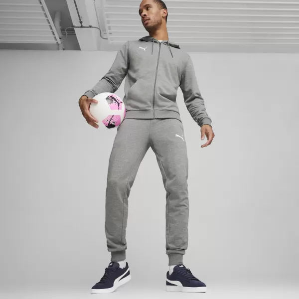  Sako PUMA TEAMGOAL CASUALS HOODED JACK 658595_33 STREDNE ŠEDÁ VRES/BIELA 