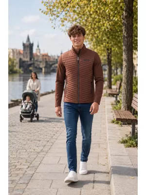 Pánska hybridná bunda ALTISPORT GAD HNEDÁ