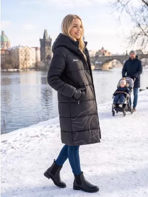 Dámsky kabát KIXMI VENECIA ČIERNA/BIELA