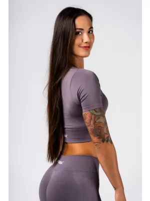 Tvarujúci bezšvový crop top FLOW SEAMLESS 499 DARK GREY Nebbia