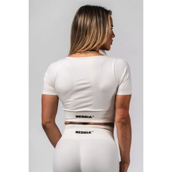 Tvarujúci bezšvový crop top FLOW SEAMLESS 499 CREAM Nebbia 
