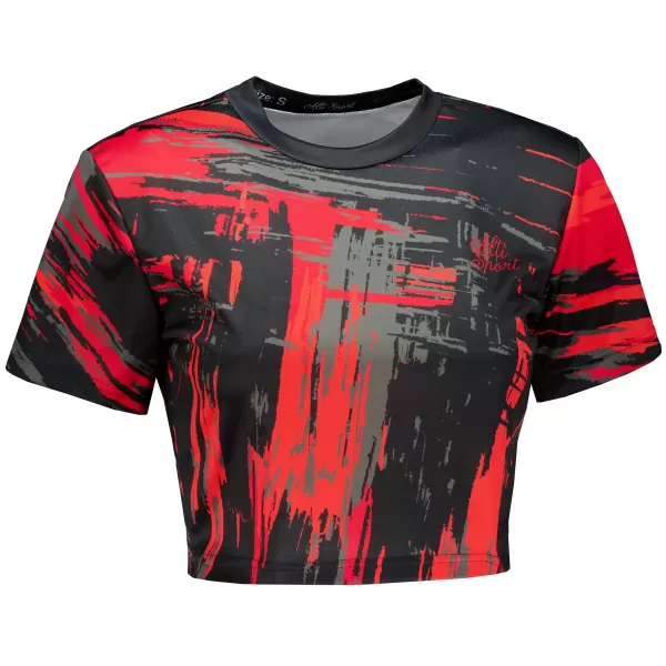  Dámsky prémiový crop top ALTISPORT VOJ/ALW010TR07 ČERNOČERVENÁ ČIERNA A ČERVENÁ 