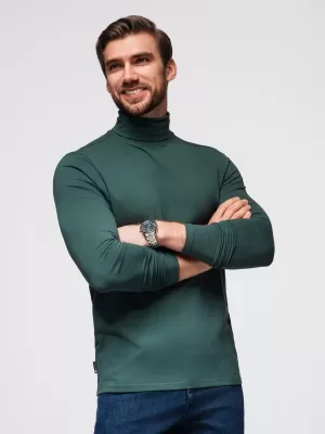 Pánske tričko OMBRE OM-LSCL-0130 TMAVO ZELENÁ