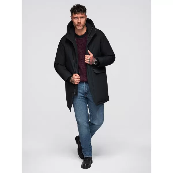  Pánský kabát OMBRE OM-JAFL-0109 ČIERNY 