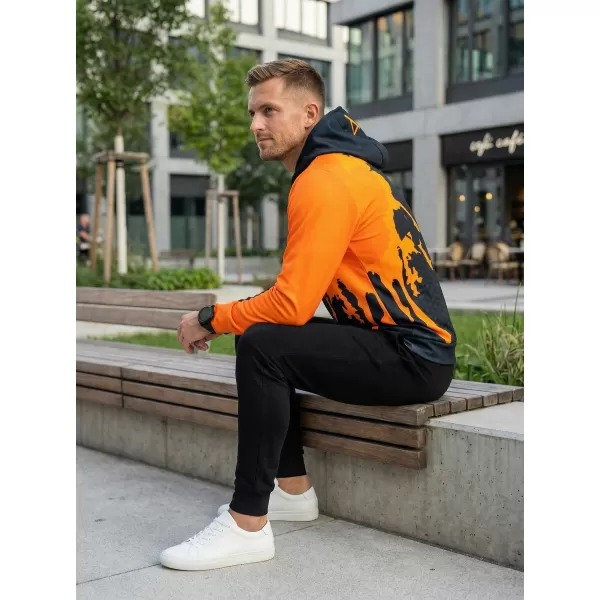  Pánska prémiová funkčná mikina ALTISPORT VOJ/ALM112MI01 ČIERNO-FLUO ORANŽOVÁ 