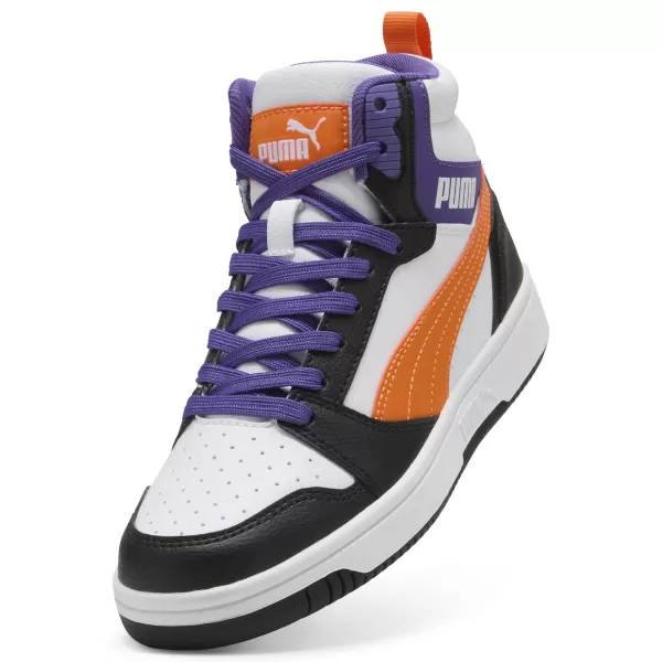  Detská obuv PUMA REBOUND V6 MID JR 39383134 PUMA BIELA/ORANŽOVÁ GLO/ČIERNA 