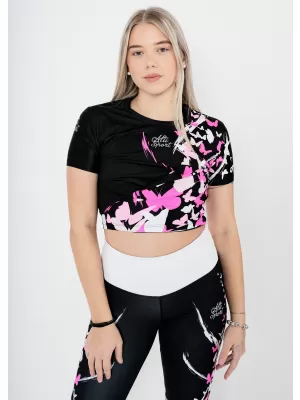 Dámsky funkčný prémiový crop top ALTISPORT VOJ/ALW022TR07 ČERNORŮŽOVÁ ČIERNA RUŽOVÁ