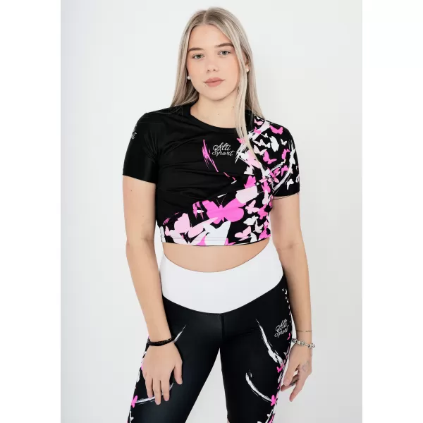  Dámsky funkčný prémiový crop top ALTISPORT VOJ/ALW022TR07 ČERNORŮŽOVÁ ČIERNA RUŽOVÁ 
