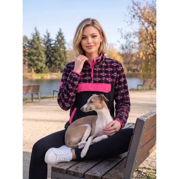  Dámska fleecová mikina ALTISPORT GEMMY ČIERNA/RUŽOVÁ 