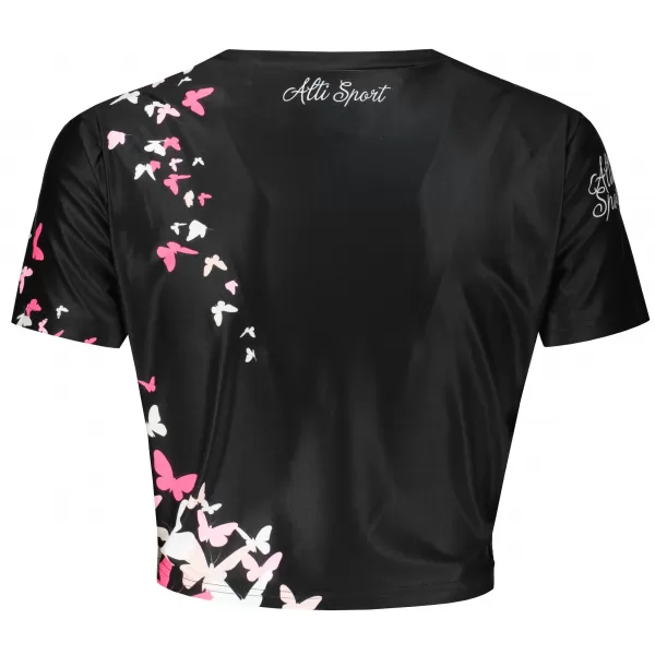  Dámsky funkčný prémiový crop top ALTISPORT VOJ/ALW022TR07 ČERNORŮŽOVÁ ČIERNA RUŽOVÁ 