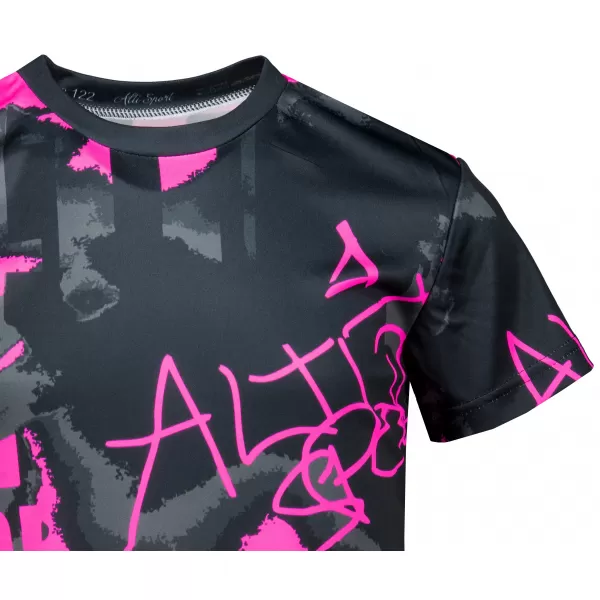 Detské prémiové funkčné tričko ALTISPORT VOJ/ALK076TR01 ČIERNA/FLUO RUŽOVÁ 