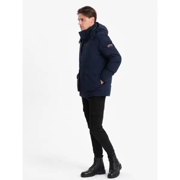  Pánska zimná bunda OMBRE OM-JAHP-0306 NÁMORNÍCKA MODRÁ 