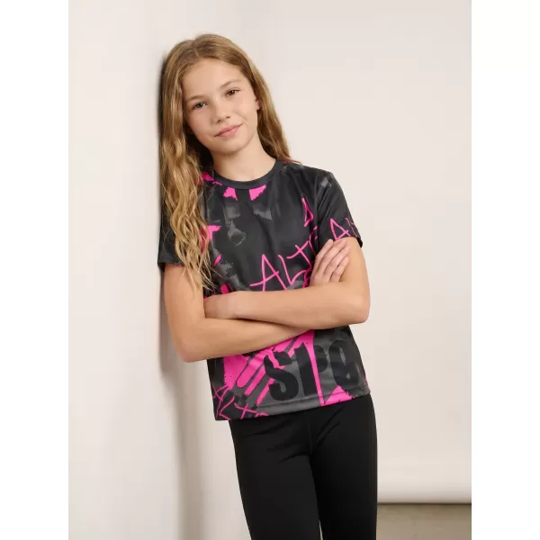  Detské prémiové funkčné tričko ALTISPORT VOJ/ALK076TR01 ČIERNA/FLUO RUŽOVÁ 
