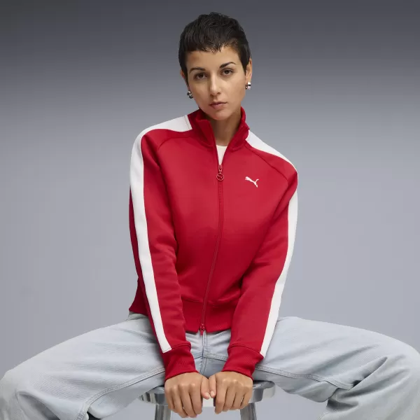  Dámska mikina PUMA T7 ALWAYS ON SHORT TRACK JACKET 62979611 NAVŽDY ČERVENÁ 