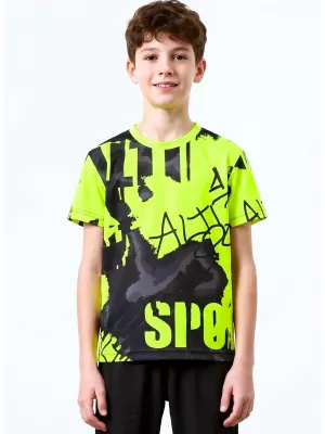 Detské prémiové funkčné tričko ALTISPORT VOJ/ALK076TR01 ČIERNA/FLUO ŽLTÁ