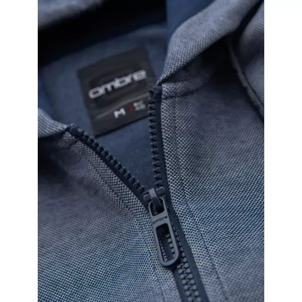  Pánska mikina OMBRE BLACK OM-SSZP-0210 NÁMORNÍCKA MODRÁ 
