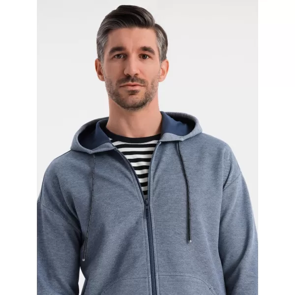  Pánska mikina OMBRE BLACK OM-SSZP-0210 NÁMORNÍCKA MODRÁ 
