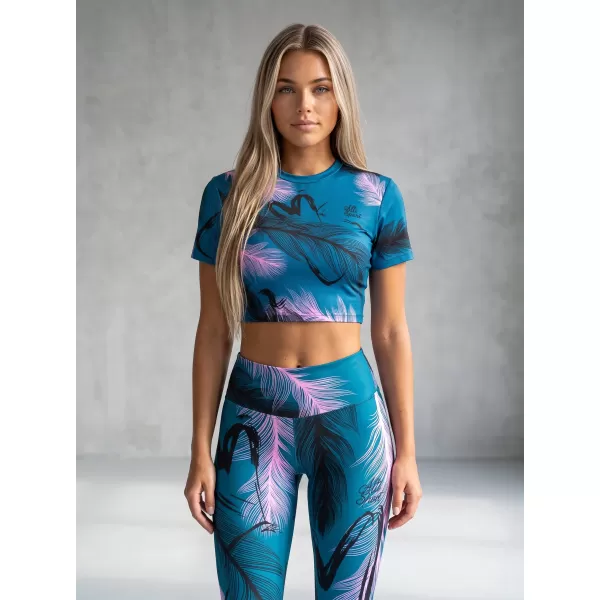  Dámsky prémiový crop top ALTISPORT VOJ/ALW001TR07 PETROLEJOVÁ/SVĚTLE RŮŽOVÁ BENZÍNOVÁ/SVETLORUŽOVÁ 