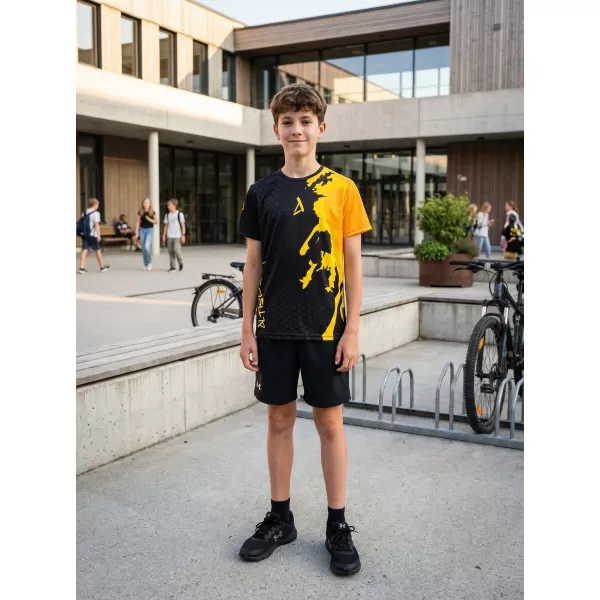  Detské prémiové funkčné tričko ALTISPORT VOJ/ALM112TR01 ČIERNO-FLUO ORANŽOVÁ 