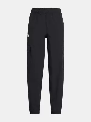 Dievčenské športové nohavice UNDER ARMOUR UA RIVAL WOVEN CARGO PANTS 1386527-001 ČIERNA