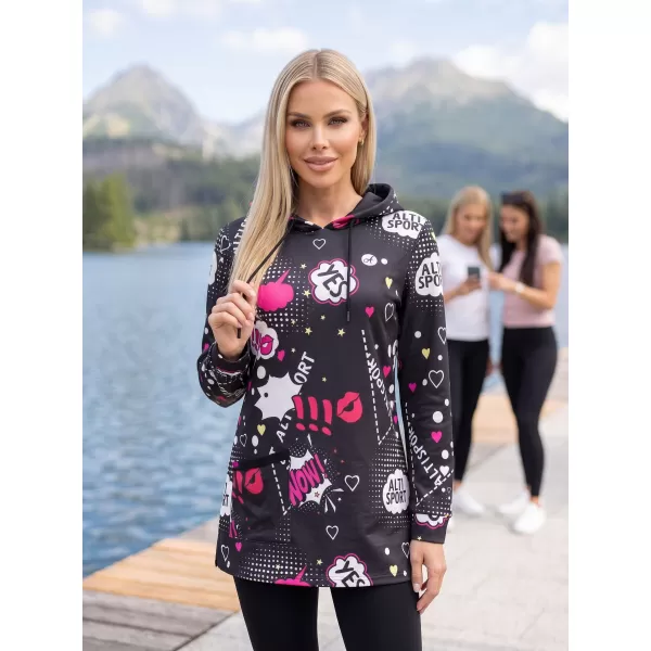  Dámska mikina ALTISPORT GITA ČIERNA/RUŽOVÁ 