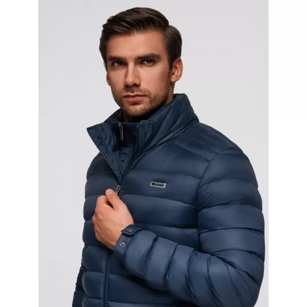  Pánska bunda OMBRE OM-JALP-0231 NÁMORNÍCKA MODRÁ 