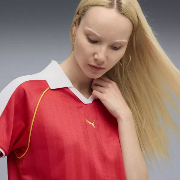  Dámsky dres PUMA T7 RELAXED FOOTBALL JERSEY 63215711 NAVŽDY ČERVENÁ 